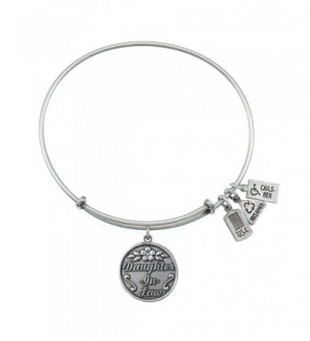 Daughter Charm Bangle Silvertone Finish