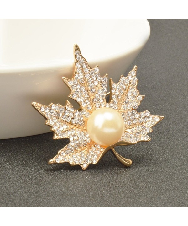 Graceful Pearl Maple Brooch Pin for Women Girls CK182XGACHO