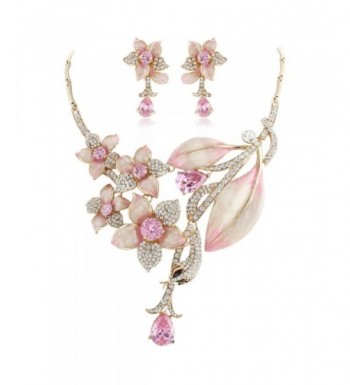 EVER FAITH Hibiscus Necklace Gold Tone