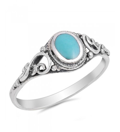 Filigree Simulated Turquoise Sterling Silver