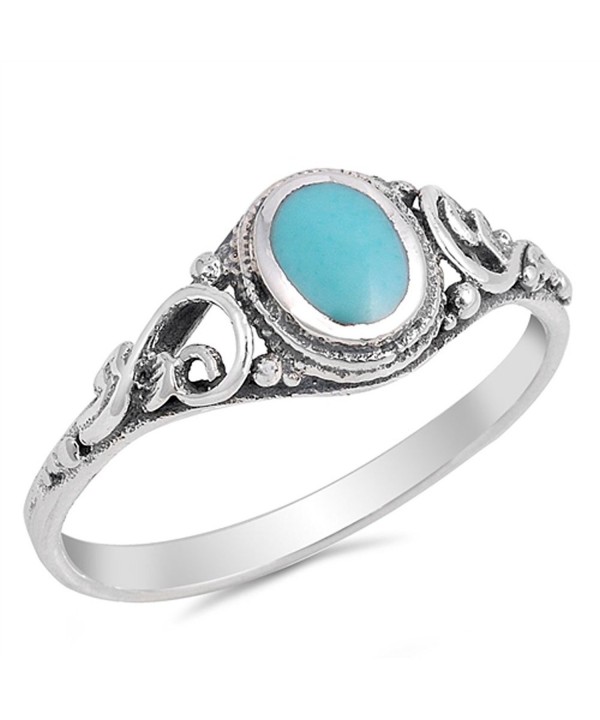 Filigree Simulated Turquoise Sterling Silver