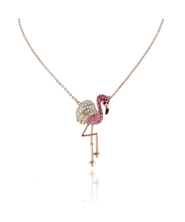 EVER FAITH Flamingo Austrian Gold Tone