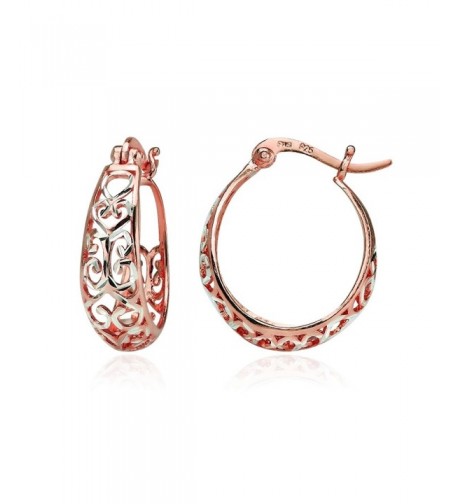 Sterling Two Tone Diamond cut Filigree Earrings