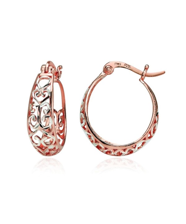 Sterling Two Tone Diamond cut Filigree Earrings