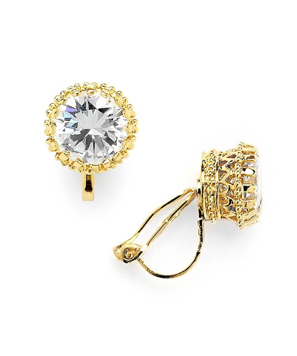 Mariell Plated Setting Zirconia Earrings