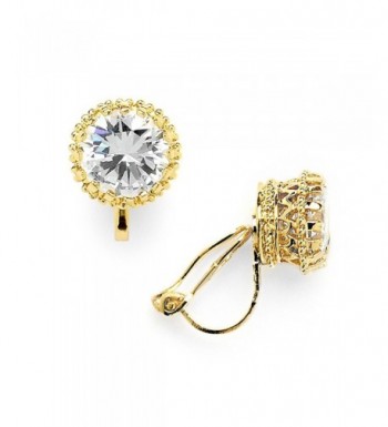 Mariell Plated Setting Zirconia Earrings