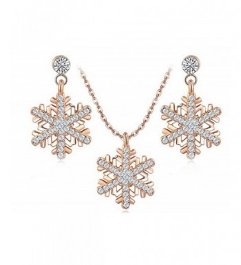 Womens Earring Necklace Zirconia Snowflake