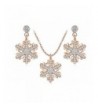 Womens Earring Necklace Zirconia Snowflake
