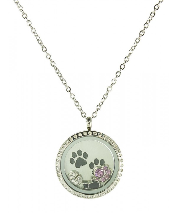 Stainless Floating Locket Necklace Rhinestone