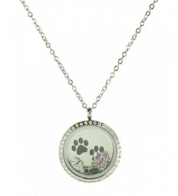 Stainless Floating Locket Necklace Rhinestone