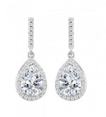 EleQueen Sterling Zirconia Teardrop Earrings