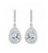 EleQueen Sterling Zirconia Teardrop Earrings