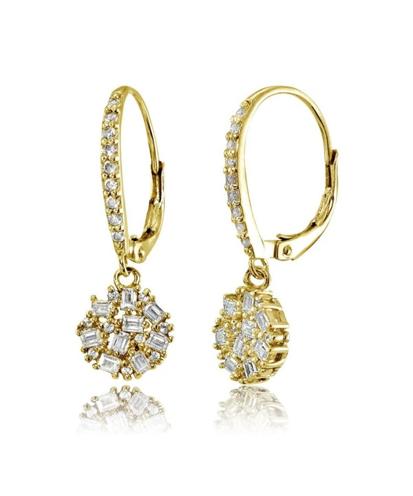 Sterling Baguette Round Cut Zirconia Leverback Sterling Baguette Round Cut Zirconia Leverback