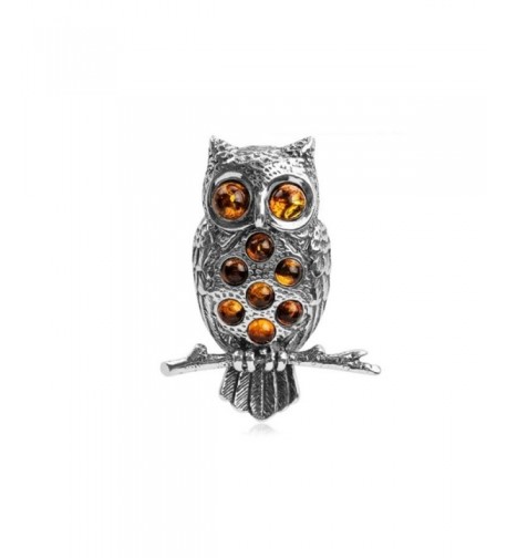 Honey Amber Sterling Silver Owl