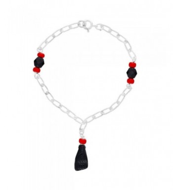 Silver Protection Simulated Azabache Bracelet