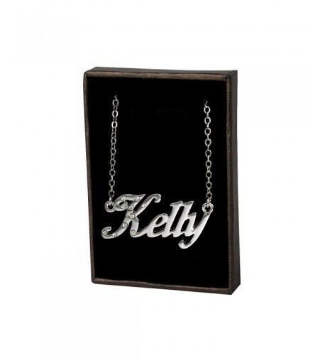 Name Necklace Kelly White Plated