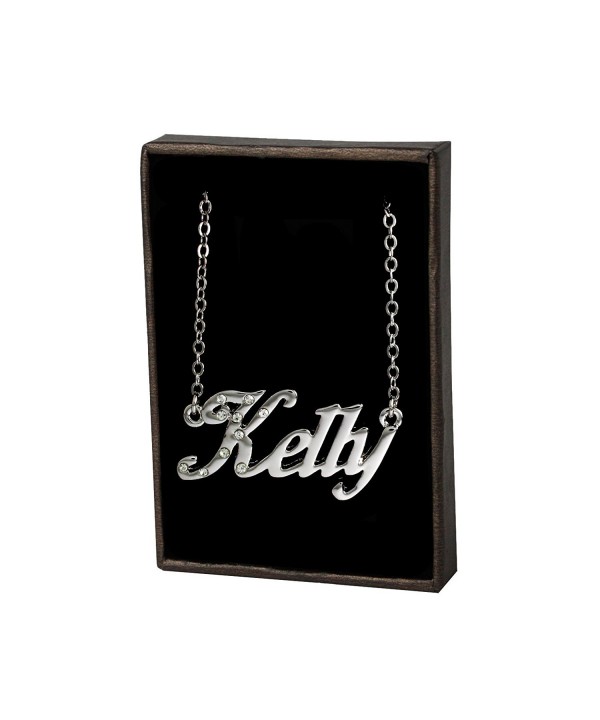 Name Necklace Kelly White Plated