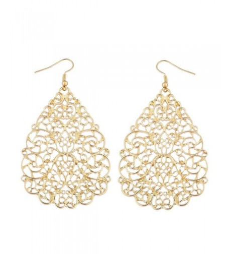 Lux Accessories Goldtone Filigree Teardrop