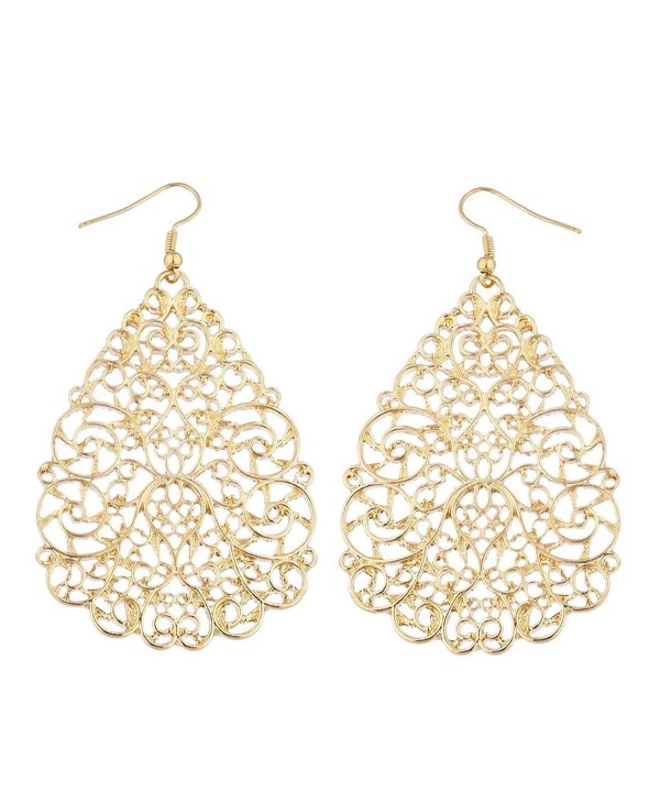 Lux Accessories Goldtone Filigree Teardrop