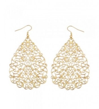 Lux Accessories Goldtone Filigree Teardrop