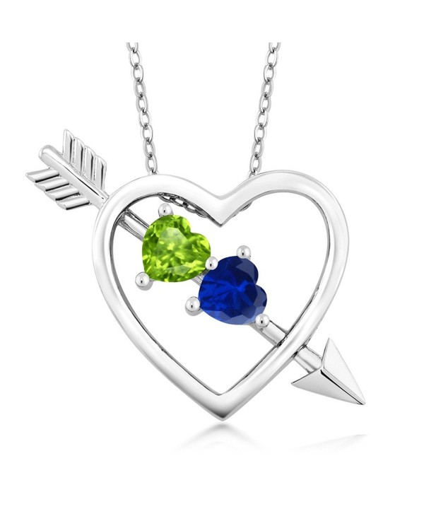 Peridot Simulated Sapphire Sterling Pendant