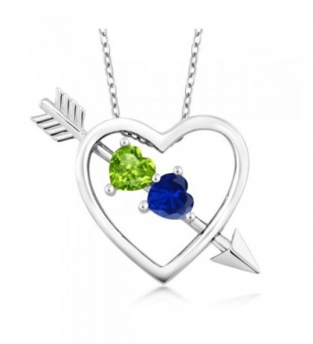 Peridot Simulated Sapphire Sterling Pendant