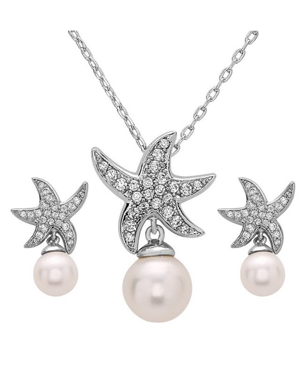 Wedding Starfish Zirconia Simulated Necklace