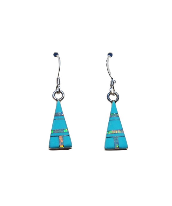 Handcrafted Silver Stabilized Turquoise Earrings