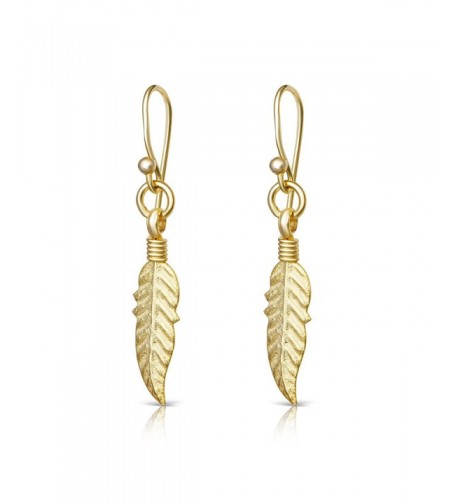 Yellow Plated Sterling Feather Earrings