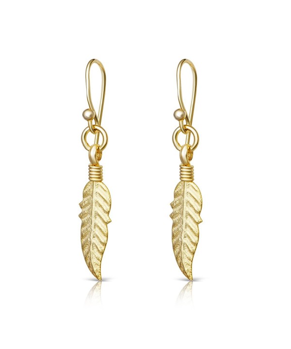 Yellow Plated Sterling Feather Earrings