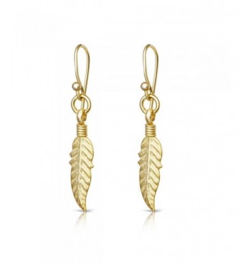 Yellow Plated Sterling Feather Earrings