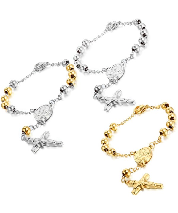 Flongo Stainless Crucifix Wristband Religious Flongo Stainless Crucifix Wristband Religious