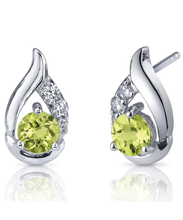 Peridot Earrings Sterling Silver Rhodium