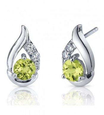 Peridot Earrings Sterling Silver Rhodium