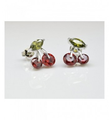 Cherry Earrings Zirconia Austrian Crystals