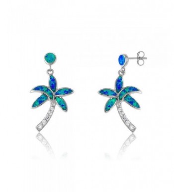 Sterling Silver Created Blue Earrings