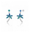 Sterling Silver Created Blue Earrings