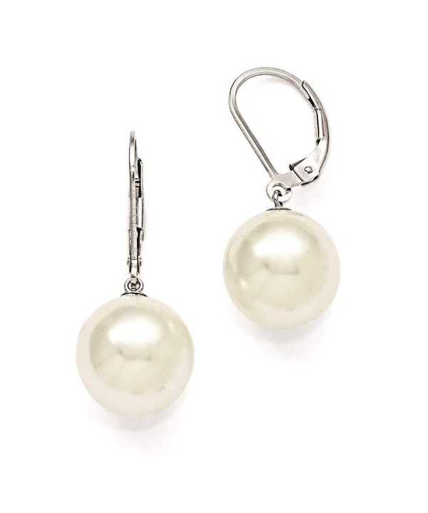 Sterling Simulated pearl Leverback Earrings Majestik