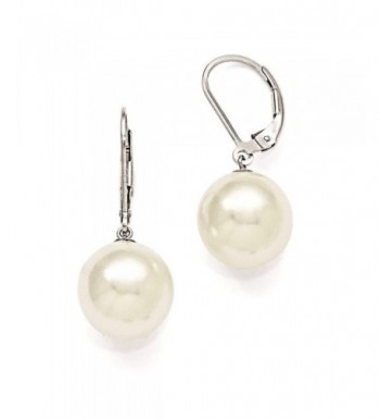 Sterling Simulated pearl Leverback Earrings Majestik