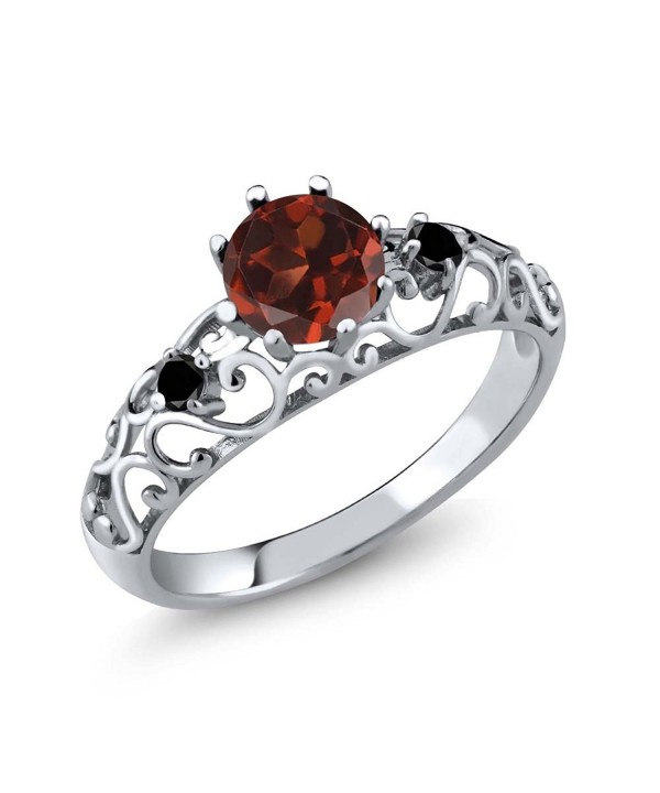 Sterling Silver Genuine Garnet Diamond