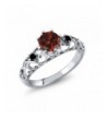 Sterling Silver Genuine Garnet Diamond