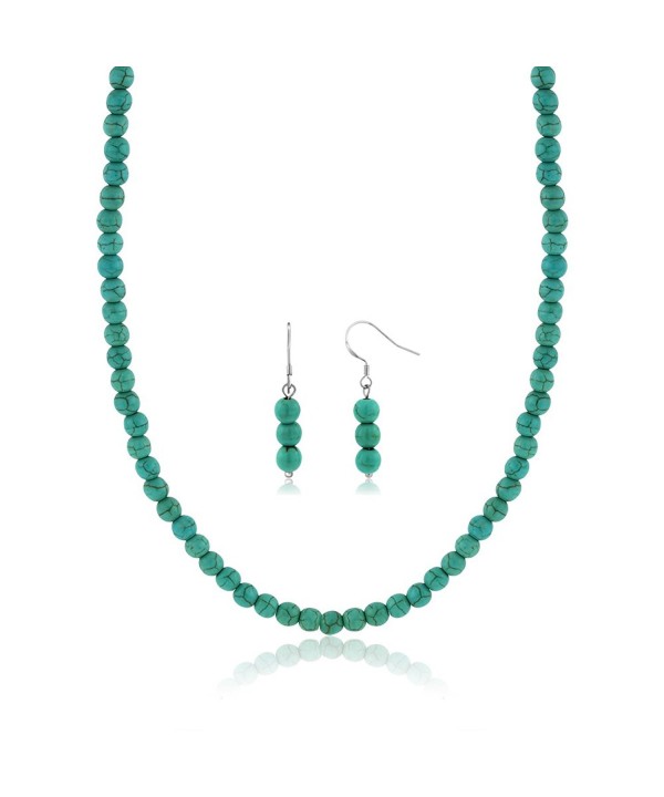Simulated Turquoise Howlite Necklace Earrings