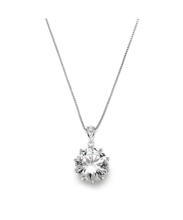 Mariell Dramatic Round Cut Solitaire Necklace