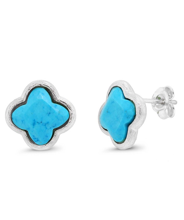 Sterling Simulated Turquoise Diamond Earrings