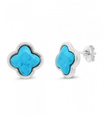 Sterling Simulated Turquoise Diamond Earrings