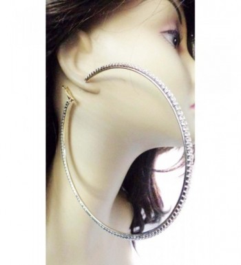 Large Inch Earrings Silver Rhinestone