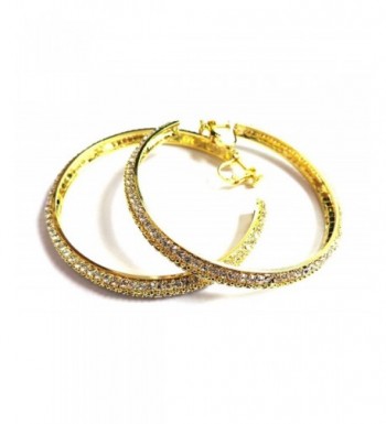 Clip Earrings Crystal Hoops Gold