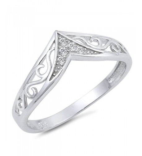 Filigree Chevron Clear Sterling Silver