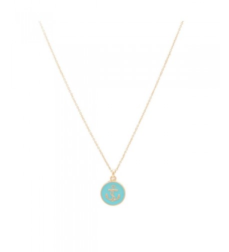 Plated Anchor Button Necklace Turquoise