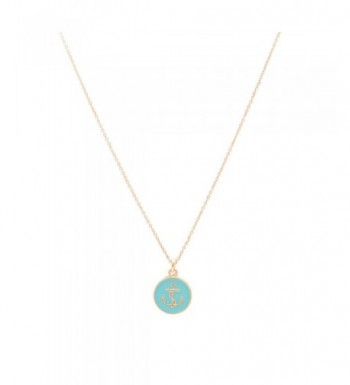 Plated Anchor Button Necklace Turquoise